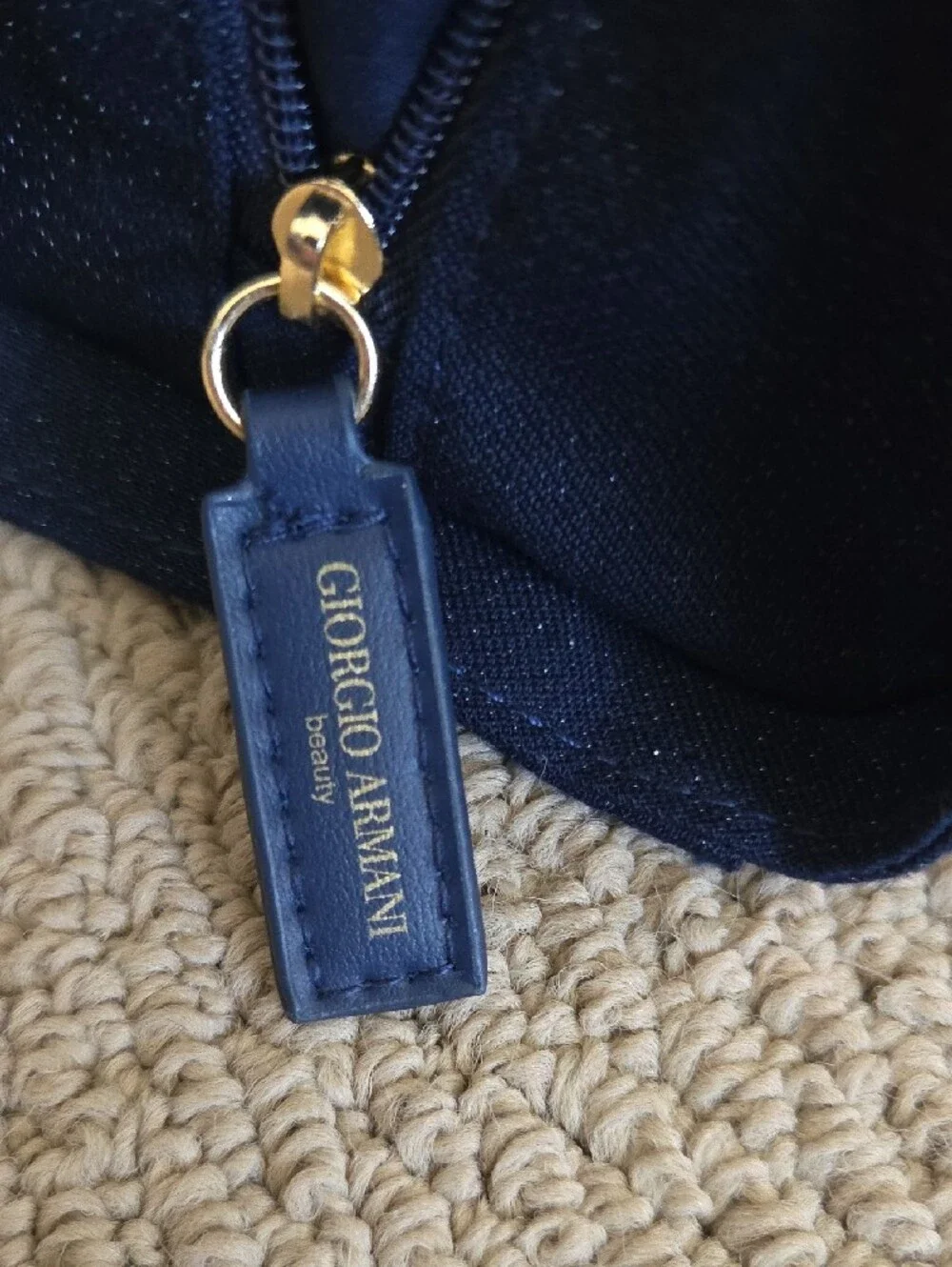 Giorgio Armani Beauty Navy Denim Cosmetic Bag, GA Logo Pouch